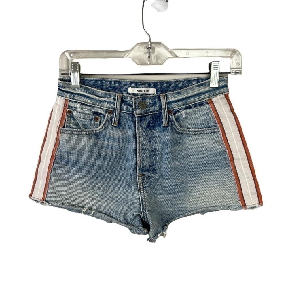 Grlfrnd Cindy Salerno Stripe Denim Shorts